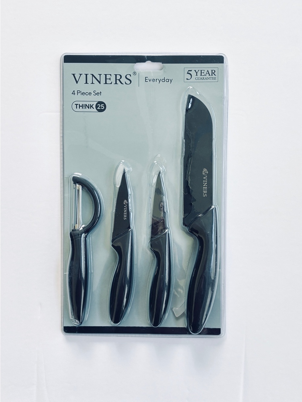 Viners Everyday 3-Piece Kitchen Knife Set With Santoku Paring Knives Peeler